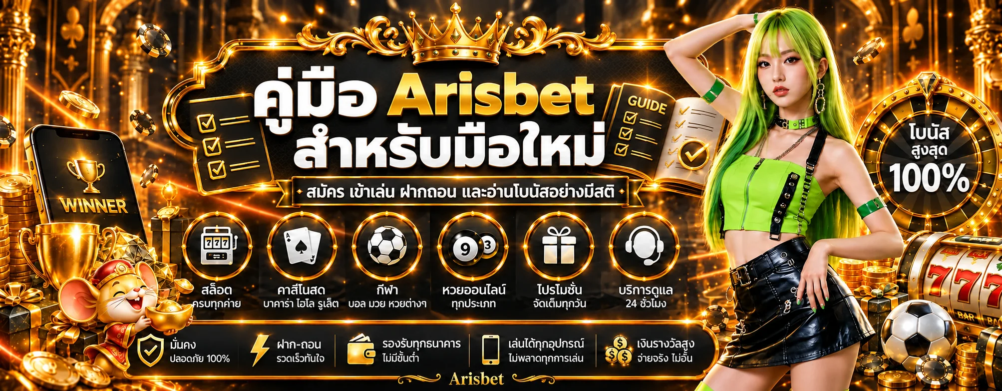 Arisbet คู่มือมือใหม่ สมัคร เข้าเล่น ฝากถอน และโบนัส